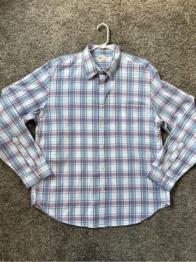 J. Crew Men's Plaid Button-Down Shirt in White, Blue, and red(124)